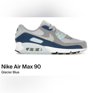 Nike Air Max 90 Glacier Blue. Blue and Gray Sneakers.